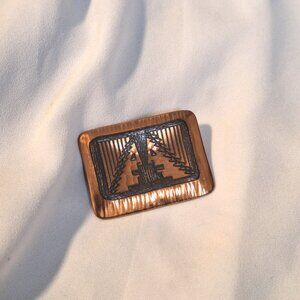 Vintage Moda Faces Copper Brooch circa 1960s/1970s